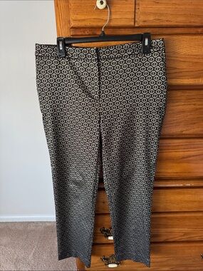 Chico's Black and Cream Patterned Straight-Leg Pants
